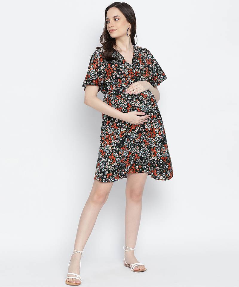 Fizzy fiz multicolur floral print maternity dress