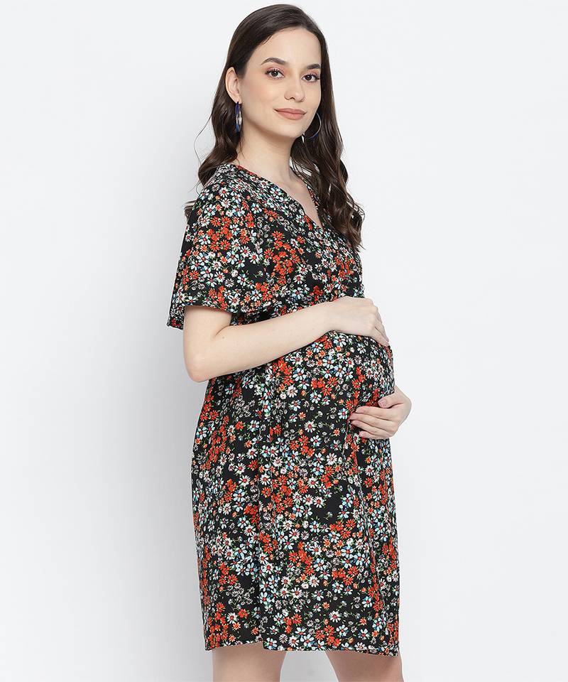 Fizzy fiz multicolur floral print maternity dress