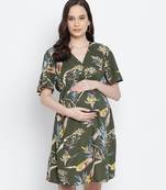 Emerland green printed maternity dress