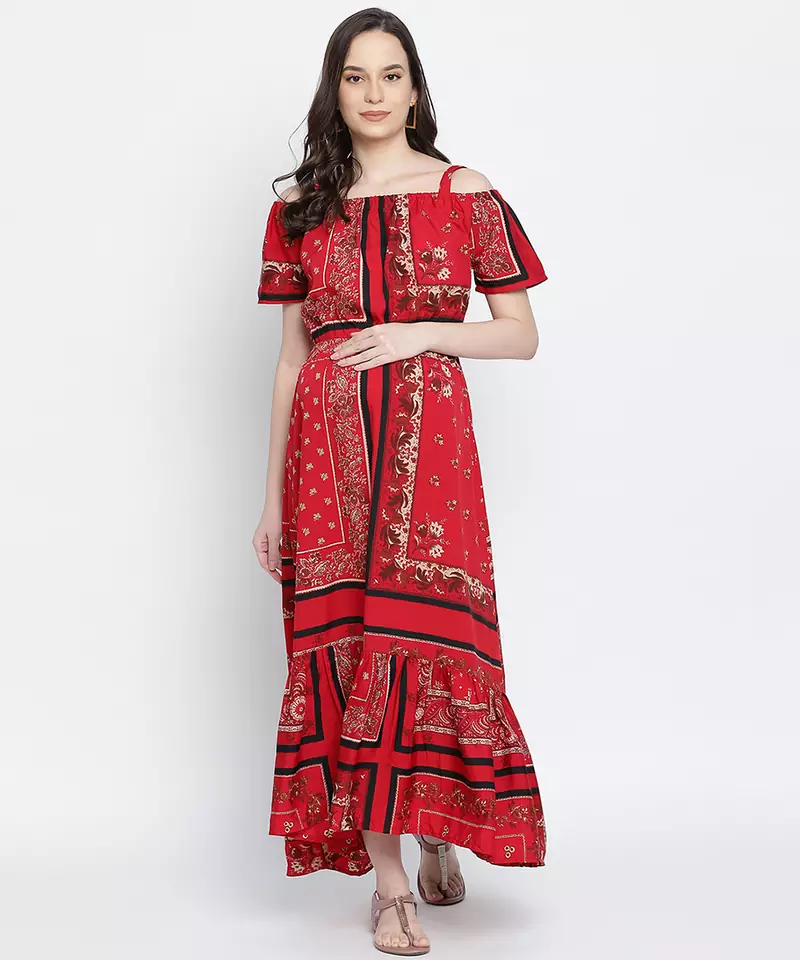 Glowing  Radden printed  elascticated maternity dress
