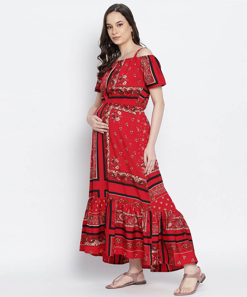 Glowing  Radden printed  elascticated maternity dress