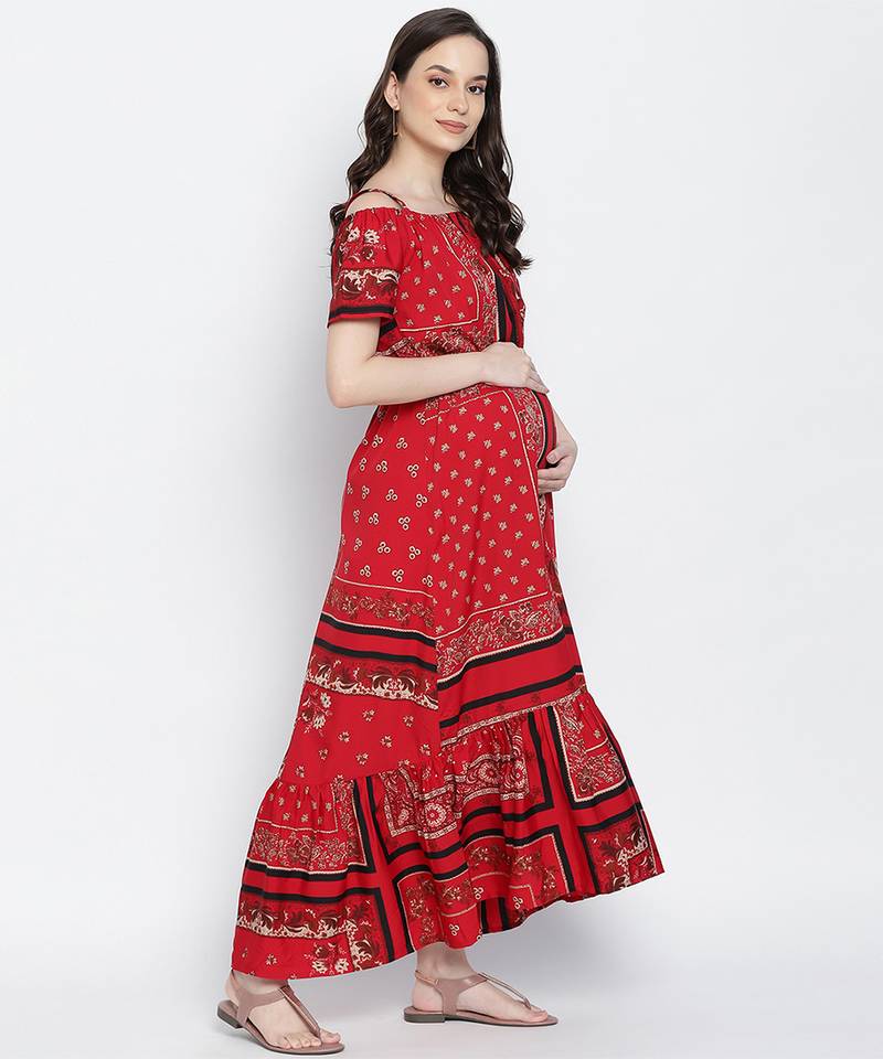 Glowing  Radden printed  elascticated maternity dress