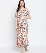 Creamy cream  baige  elascticated maternity dress.