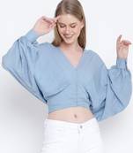 Jovial jwell blueish women Dobby crop top