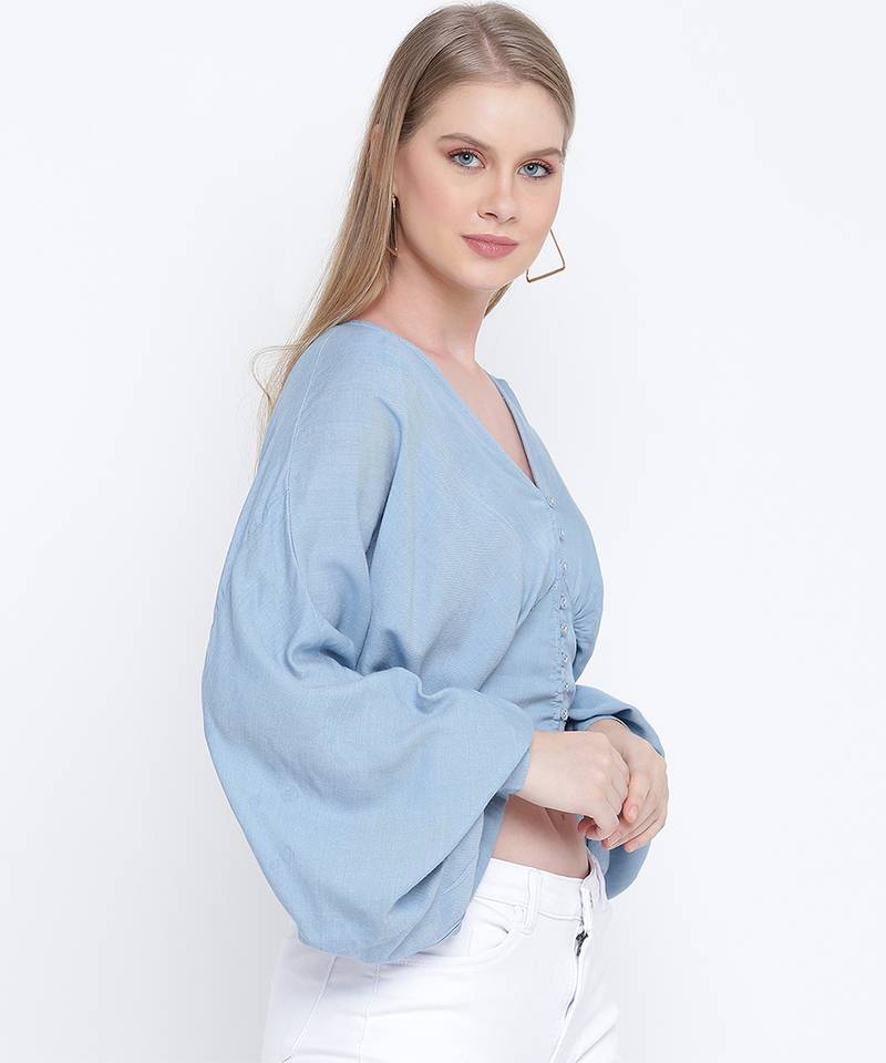 Jovial jwell blueish women Dobby crop top