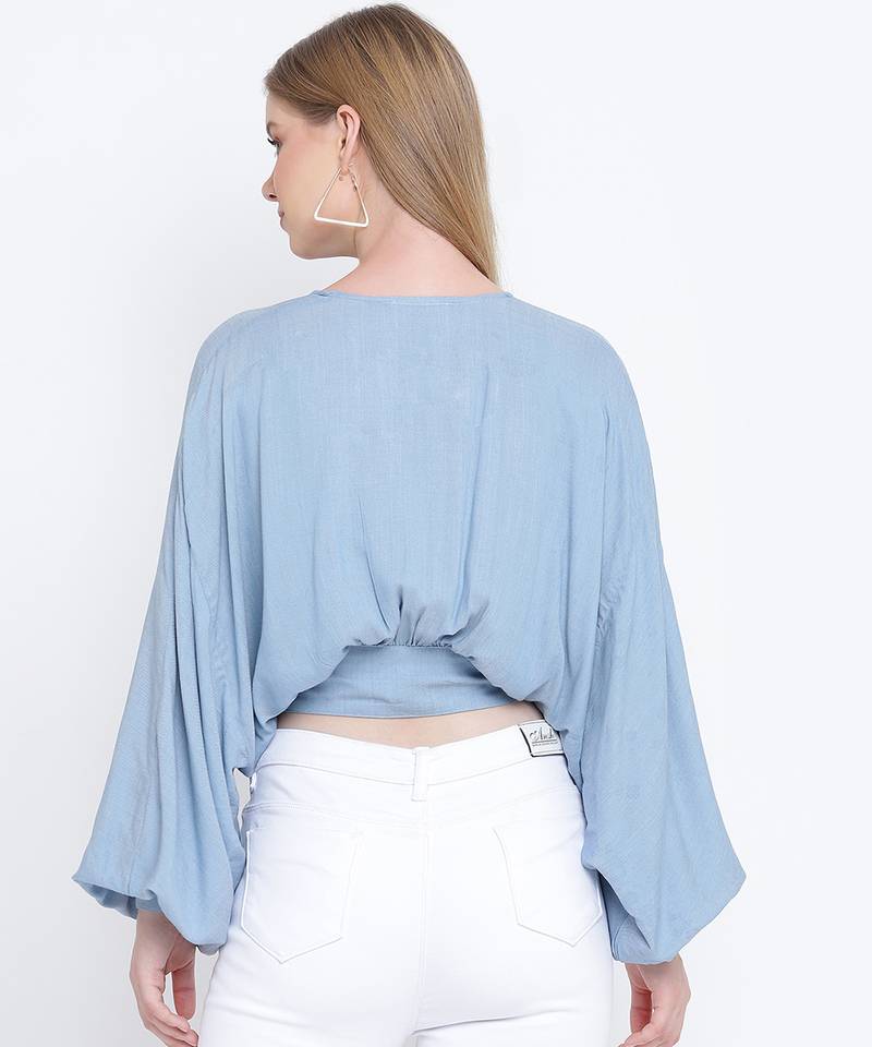 Jovial jwell blueish women Dobby crop top