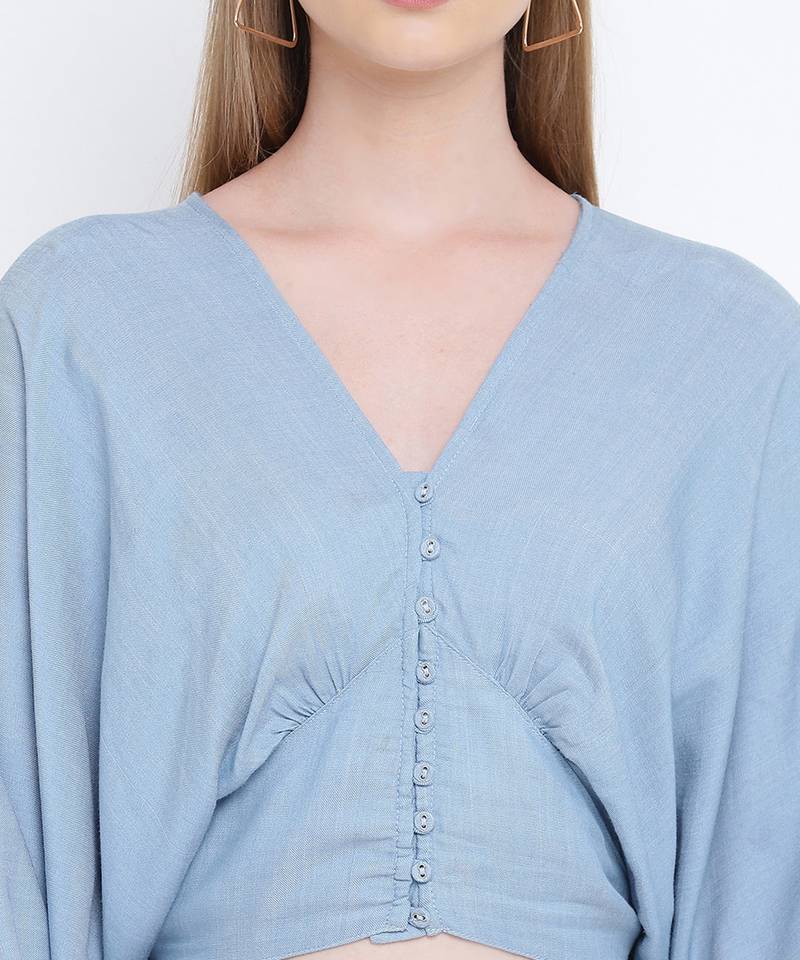 Jovial jwell blueish women Dobby crop top