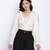 oatallic white frilled design women crop top