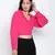 Poppy Pink frilled design women crop top