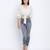 Bellzela Light green color women crop Smocked Details top