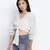 Bellzela Light green color women crop Smocked Details top