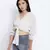 Bellzela Light green color women crop Smocked Details top