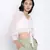 Aquantic peachy  women Smocked Tie crop top