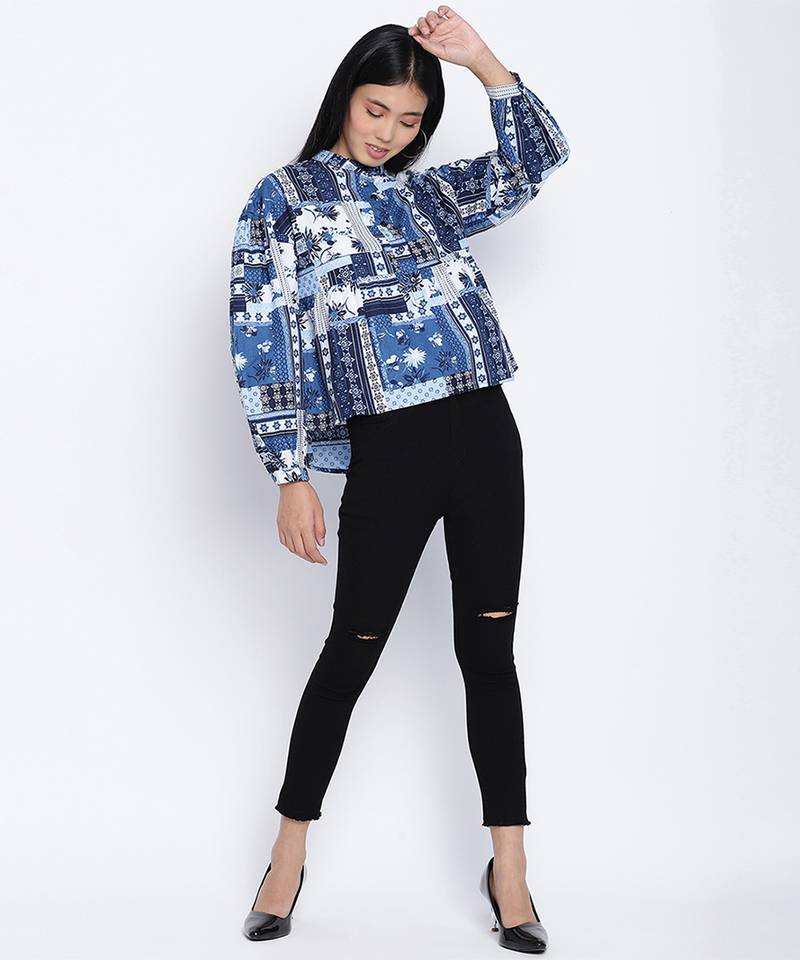 Fapper blue graphic print women top