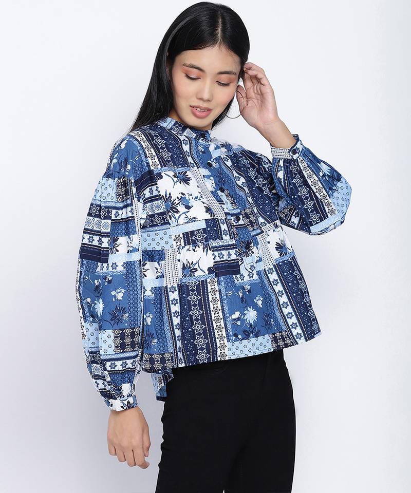 Fapper blue graphic print women top