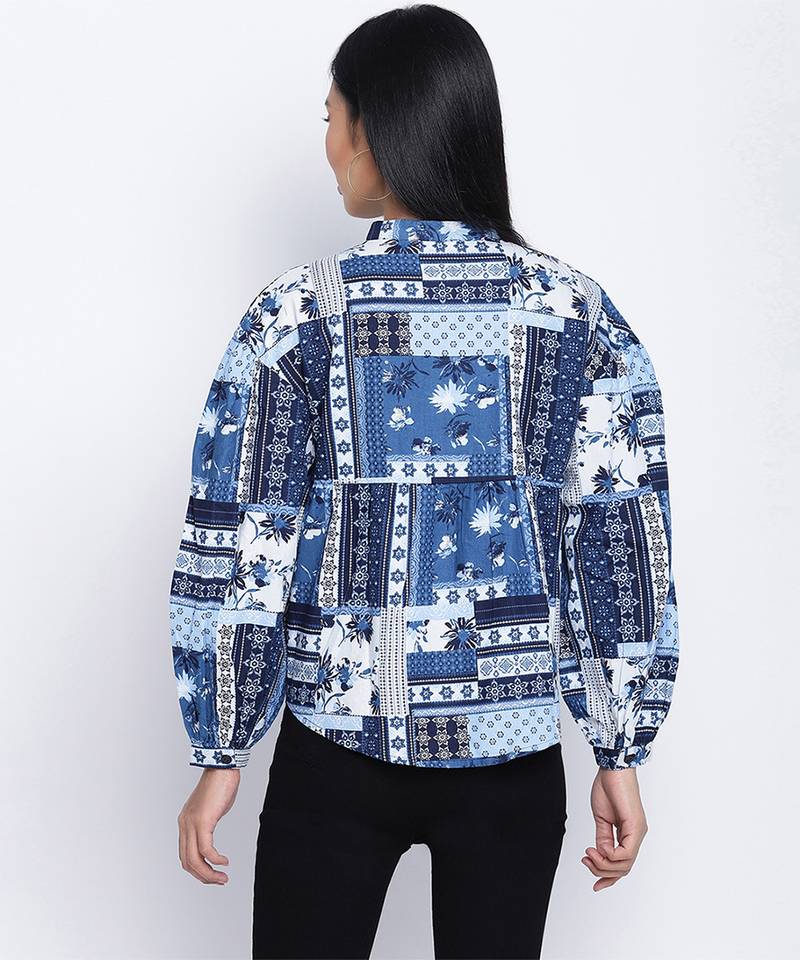 Fapper blue graphic print women top