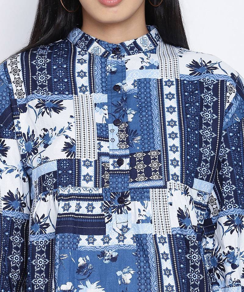 Fapper blue graphic print women top