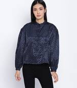 Dark fancy blue animal printed  women top