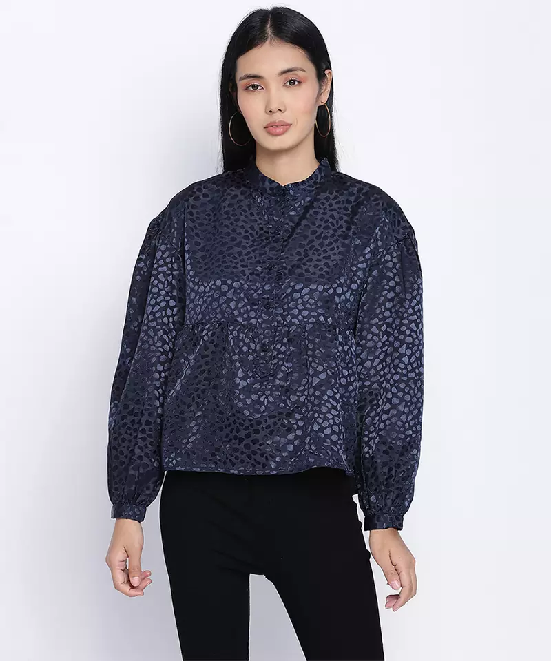 Dark fancy blue animal printed  women top
