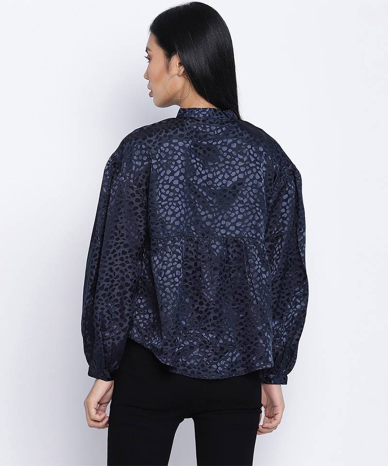 Dark fancy blue animal printed  women top