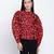 Flamed red animal printed women top