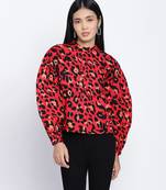 Flamed red animal printed women top