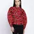 Flamed red animal printed women top