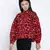 Flamed red animal printed women top