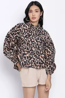 Dagger creamy brown animal printed women top