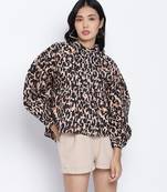 Dagger creamy brown animal printed women top