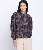 Aqose black printed women top