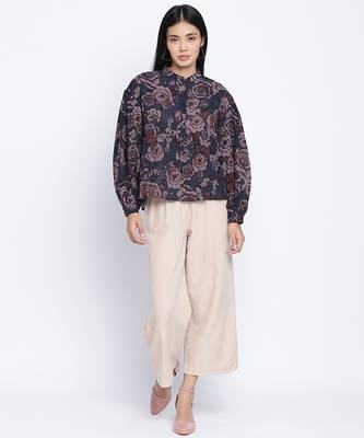 Aqose black printed women top 2