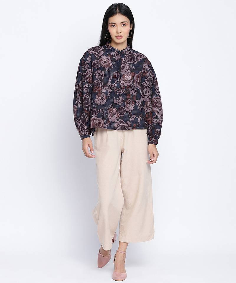 Aqose black printed women top