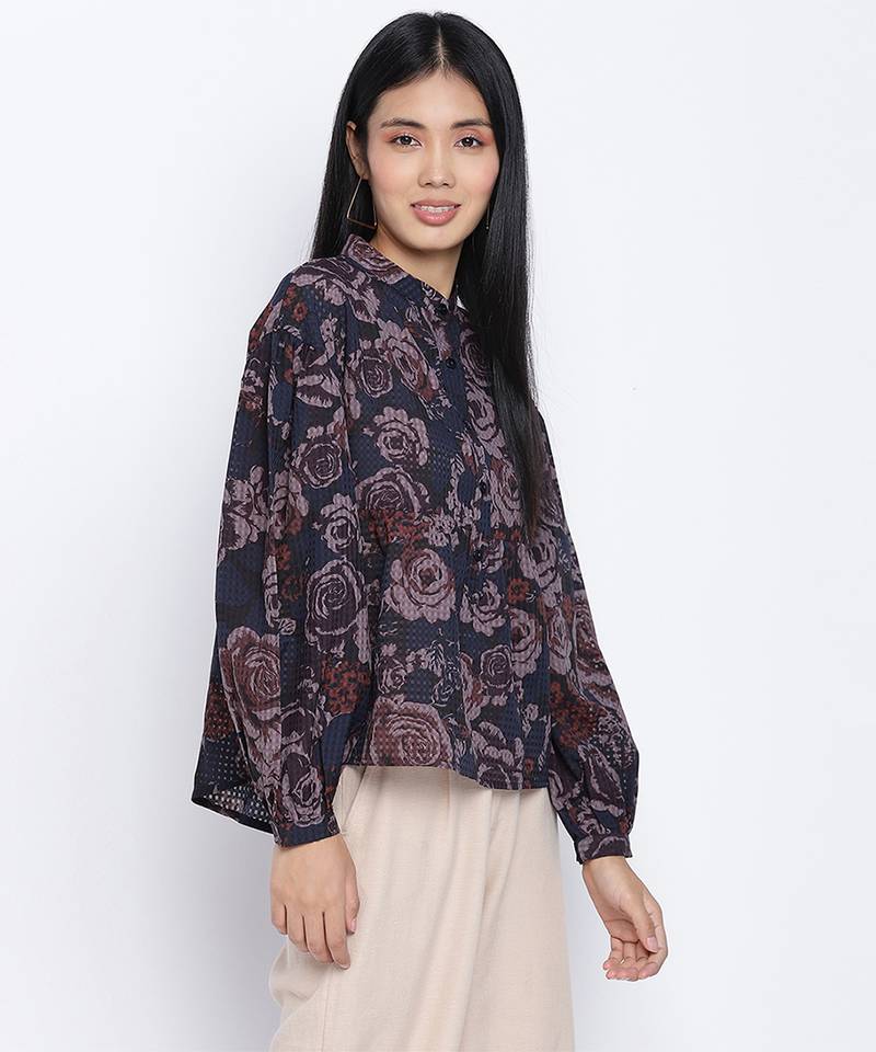Aqose black printed women top