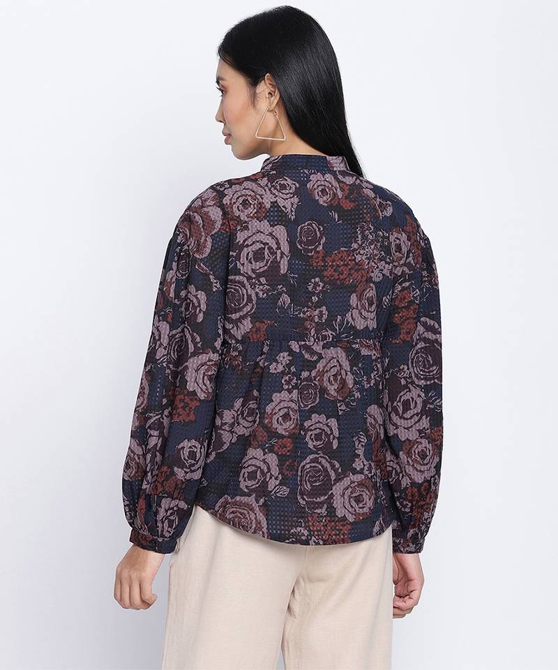 Aqose black printed women top