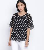 Pulpblack Pleated polka printed  women top