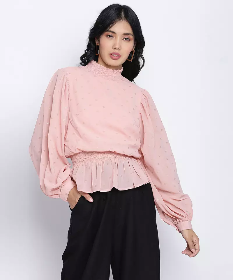 Ravisher peach  foil print women top