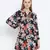 Galician black floral print casual tunic