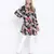 Galician black floral print casual tunic