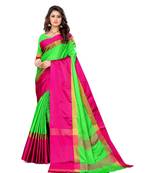 Parrot_green Aura Silk saree with blouse piece