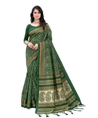 Green mysore silk saree with blouse piece 1