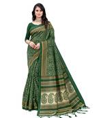 Green mysore silk saree with blouse piece