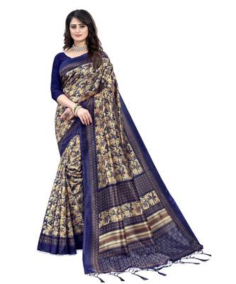 Blue  mysore silk saree with blouse piece 1
