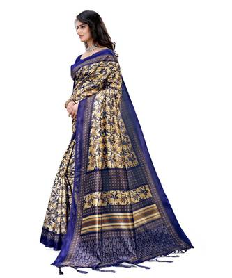 Blue  mysore silk saree with blouse piece 2