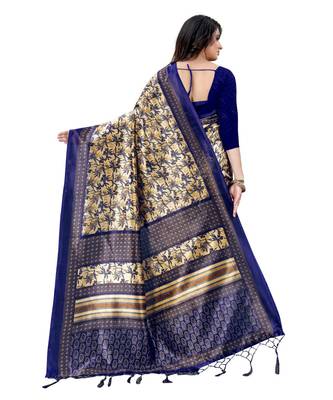 Blue  mysore silk saree with blouse piece 3
