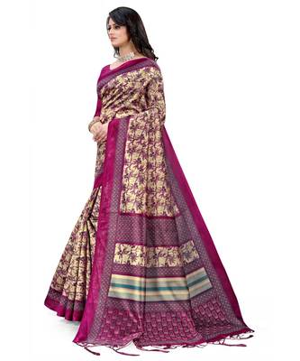 Purple mysore silk saree with blouse piece 2