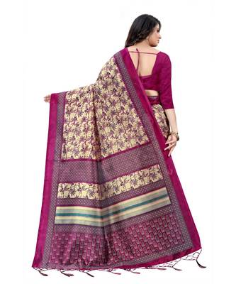 Purple mysore silk saree with blouse piece 3