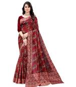 Red mysore silk saree with blouse piece