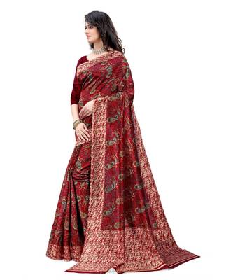 Red mysore silk saree with blouse piece 2