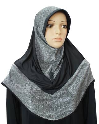 Mehar Hijab's Modest Women's Stylish Dual Color Combination with Glitter Fabric Instant GTrendy Hijab XL 1